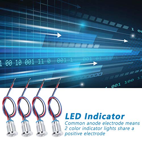 4 seta unaprijed provučena okrugla LED dioda 4 seta LED metal Indikator LED svjetlost Uobičajena katod 12 mm 2 -tokorni indikator signala
