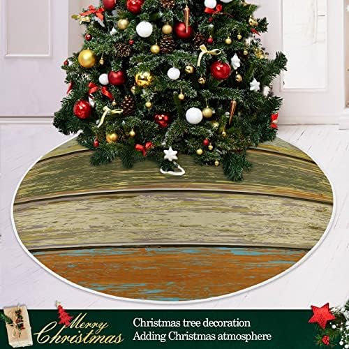 Oarencol stara šarena drvena suknja božićnog drvca 36 inča retro zelena smeđa pruga Xmas odmor za odmor stabla ukrasi