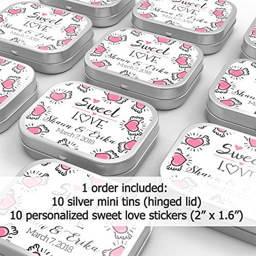 Postavite 18 personaliziranih naljepnica Sweet Love Slatko ružičasto srce s uzorkom krila Savršena naljepnica za mini mente limene