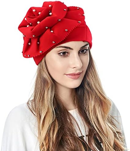 Žene ležerno veliko cvijeće Čvrsta šeširska kape za glavu glava muslimanska turbana kapica Slouchy Headwear S je bejzbol šešir