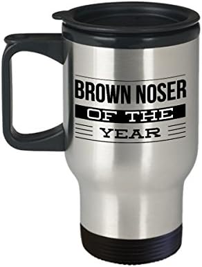 Hollywood & Twine Brown Noser GAG Pokloni - Smeđi noser godine šalica nagrada za nagradu od nehrđajućeg čelika s šalicom za kavu s
