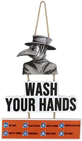 Operite ruke Kuga Doctor znak smiješna kupaonica drvena viseća zidna umjetnost, drvene ploče za toaletni dekor za kupatilo/dekor kuhinje/dekor