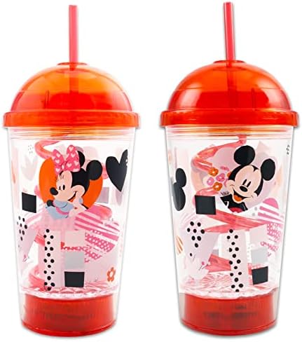 Disneevska čaša Mikija i Minnie sa snopom slame ~ šalica Mikija Mausa sa slamkom za djecu i odrasle s naljepnicama / Pokloni Mikija