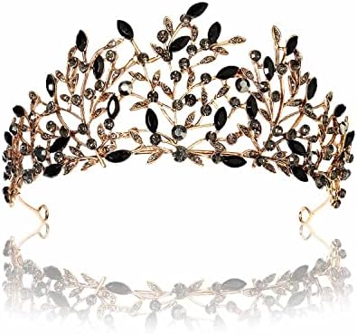 Vintage tijare i krune za žene kruna od kristalnog lišća Kraljevska Tijara gotički dekor Crna Cvjetna kruna za mladence Maturalna traka