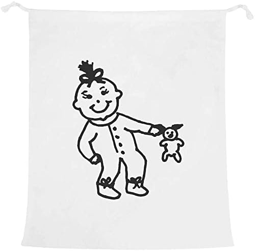 Dijete drži medvjedića vreća za pranje rublja / rublja za pranje/skladištenje