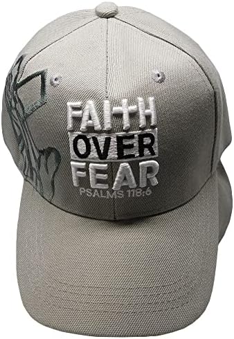 Vjera iznad straha Psalmi 118: 6 Volim Isusa sa sivom sjenom siva Siva Akrilna podesiva bejzbolska kapa s vezom