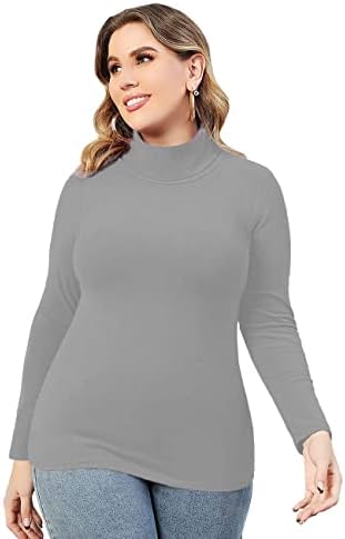 Xiagrkui žene plus veličina mock kornjača vrhova dugih rukava Swim Slim opremljeni sloj košulja