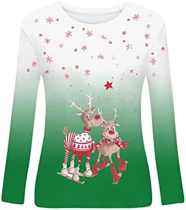 Qttthzzr Grinch Twimshirt ženska smiješna košulja gradijent dugih rukava Slatka božićna dukserica