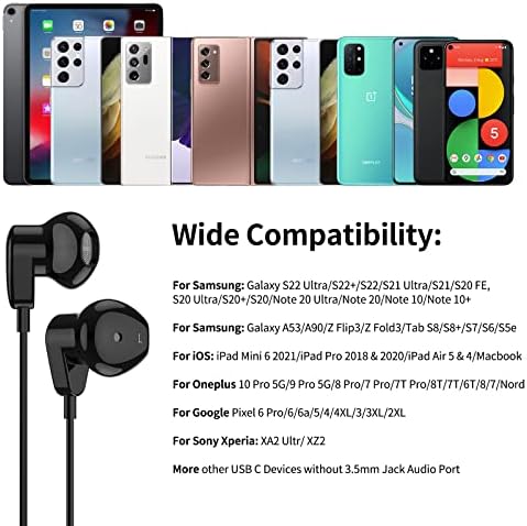 Apetoo ​​USB C slušalice za Samsung S22 S22 S23 Ultra, hifi stereo tipa C uši za uši USB C s MIC -om za Galaxy S21 S20 Fe Note 20 Ultra