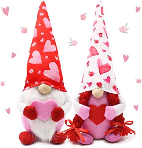 Valentine Gnomes dekor, poklon za Valentinovo, Valentinovi Švedski tomte gnomi plišni, Valentinovo razredni ladici, ručno rađeni Valentine