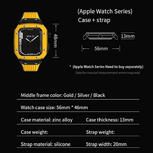 Houcy Alloy Watch futrola za Apple Watch Series 7 6 5 4 SE 45 mm 42 mm 44 mm luksuzni metal guma od nehrđajućeg čelika modifikacija