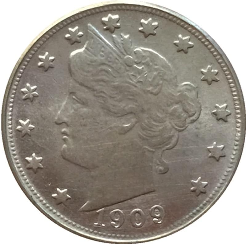 21 mm1909 Američki 5-postotni nikl od mesinganih nikla, rasnih antiknih zanata, inozemni komemorativni kovanice