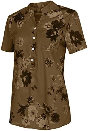 Ljetne bluze za žene 2023 Modni Vintage Cvjetni labavi Casual majice kratkih rukava i majica s gumbima u obliku slova u