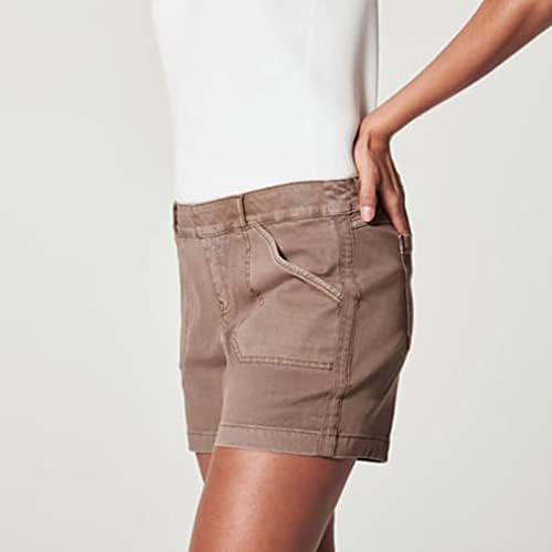 Zlovhe ženske ljetne kratke hlače, ženske meke rastezljive rastezljive kratke džepove mekane osjećaje ne osjećaju gumb i ne patentni