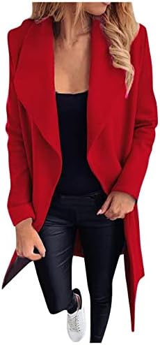 FQZWONG Ženski modni rever čista boja vunena jakna Temperament casual odijela jakna