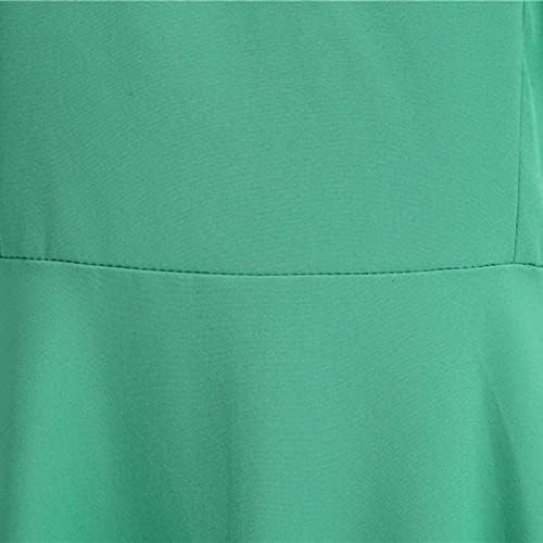 ADSSDQ proljetne haljine za žene 2023, Ljetni rukavi s kratkim rukavima peplum tunična haljina za žensku retro svjetlost v vrat krutina