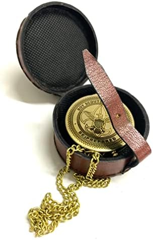 Sayra Nauticalss Eagle Scout Personalizirani mesingani kompas | Vintage mesinga izviđača zakletvu kompas Personalizirani kompas s kožnim