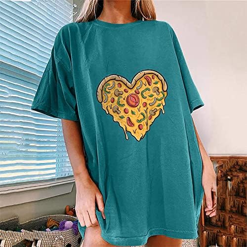 Ženska pizza Srce tiskana majica s majicama od kapka kratka rukava Casaul majice majice vrhovi