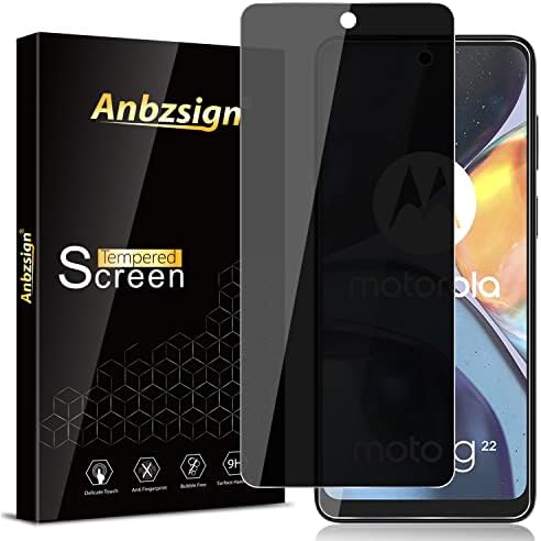 Anbzsign [2 pakiranja Motorola Moto G22 / Moto E32 / E32s 6,5-inčni zaštitna folija za ekran privatnosti, kaljeno staklo sa zaštitom