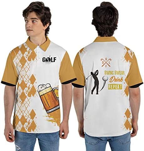 Personalizirana smiješna golf polo majica za muškarce Ponosni golf američka zastava polo majica, 3d muški golf polo, muške golf košulje