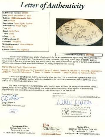 1988. Indianpolis Colts tim potpisao je nogomet autografa Faulk Harrison JSA XX60938 - Autografirani nogomet