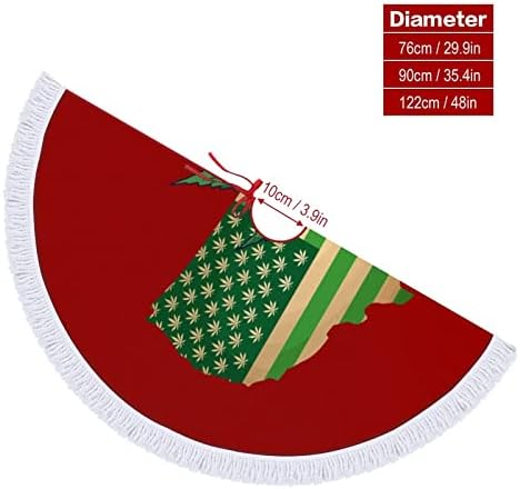 USA Weed Map božićno drvce suknja crvena okrugla božićna suknja s obrubljenim rubom za unutarnje ukrase na otvorenom dvorištu