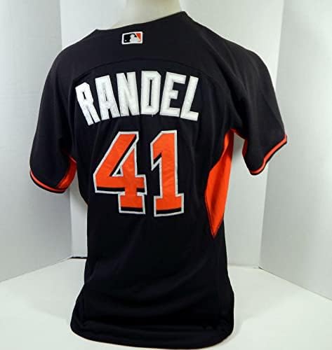2014-16 Miami Marlins Kevin Randel 41 Igra Upotrijebljen Black Jersey St BP 48 DP18467 - Igra se koristio MLB dresovi