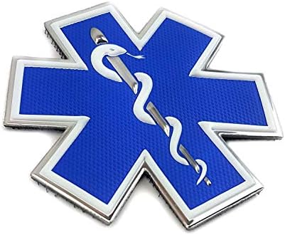 PVC moralni flaster - EMS - Medicinski odgovor 3 Star of Life - jednostruka zmija - plava/bijela/srebro