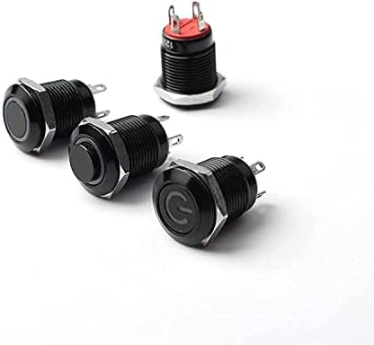 CNHKAU 12 mm vodootporni oksidirani prekidač za crne metalne gumbe s LED svjetiljkom trenutačno prekidač za zasun PC 3V 5V 6V 12V 24V