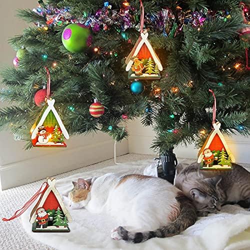 ; 2022 božićno drvce led drvena kuća osvijetljena Santa snjegović svjetlosni ukrasi kuća Božićni Kućni dekor mali božićni ukrasi za