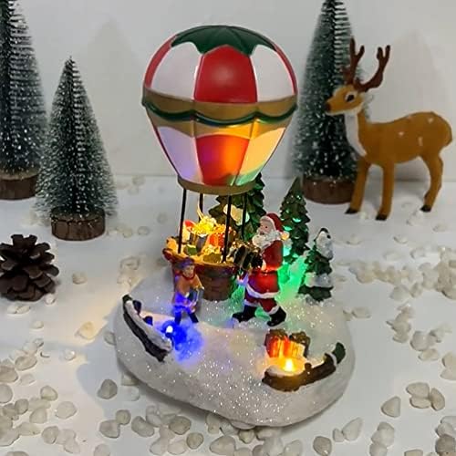 Božićna osvijetljena kuća od smole, balon na vrući zrak, Božićni ukrasi, Božićni stol, LED rasvjeta, božićna scena, božićne minijaturne