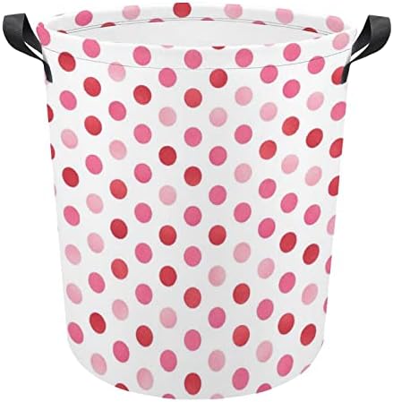 Ružičasta košara za rublje s točkicama konfeti na bijeloj boji košara za rublje s ručkama sklopiva košara za odlaganje prljave odjeće