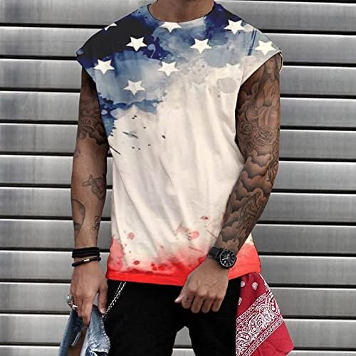 BMISEGM Ljetne košulje za muškarce Dan neovisnosti 3D tiskani muški džemper Tank Top Casual Sports tenk Veliki visoki majice s visokim