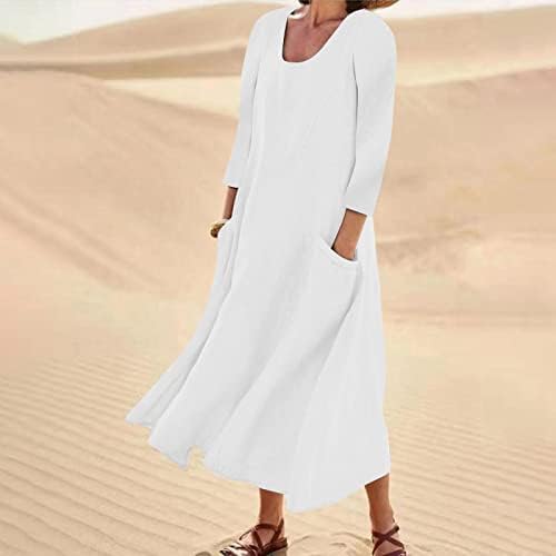 Haljine za žene 2023., žensko ljeto 2022 ležerna modna čvrsta pamučna i kratka rukava dugačka haljina