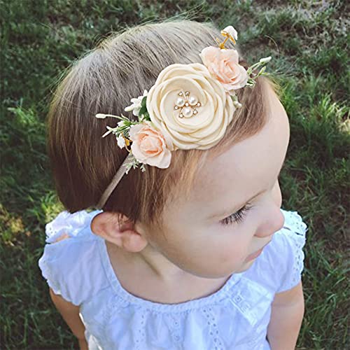 2 trake za glavu za djevojčice najlonske cvjetne elastične trake za kosu 3pcs pribor za kosu poklon za novorođenčad