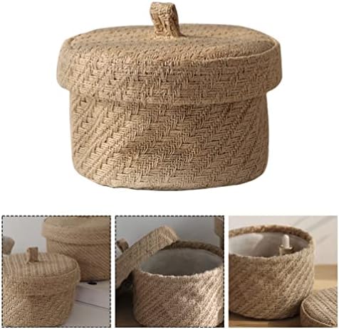 Angora pletena rustikalna košara za pohranu kutija za odlaganje s poklopcem poklopac za odlaganje stolića za čaj višenamjenski spremnici