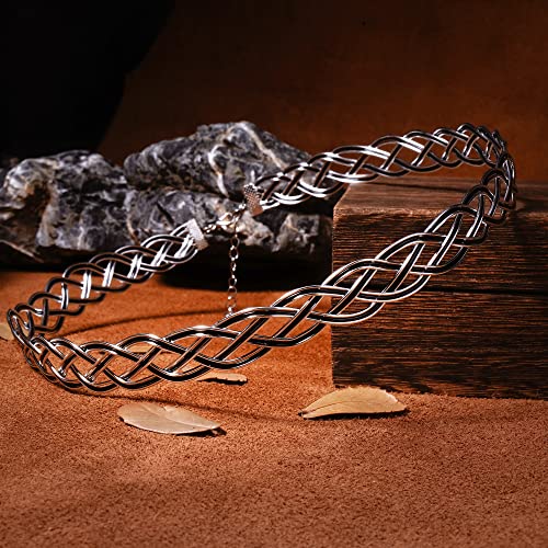 Bajkoviti obruči Srednjovjekovna ručno rađena kruna vikinško pleteno pokrivalo za glavu keltska traka za glavu tijara srebrni i crni