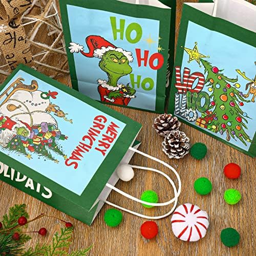 18pcs božićne papirnate poklon vrećice voluminozni Božićni bomboni s ručkom vrećice za božićne poslastice vrećice za zabavu s likovima