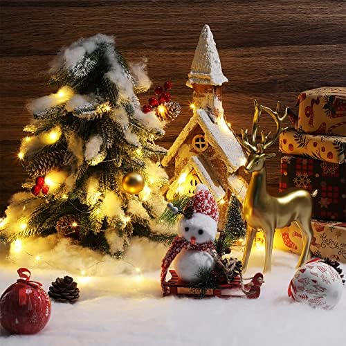 12 komada božićnih pokrivača za snijeg, Božićni ukras od umjetnog snijega, set LED lampica, zadebljana bijela pamučna deka, pahuljasti