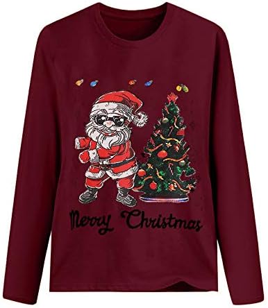 Ženske majice s dugim rukavima Majice ružna deda Djeda Mraza pulover vrhovi božićno drvce grafičke majice majice casual dukserica xmas