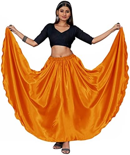 Ženski satenski trbušni suknja suknja puni krug Flamenco Gypsy Plemal Bollywood Dancing Maxi casual garba suknja