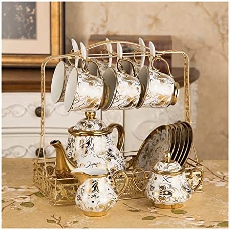 Teapot Keramički zlatni uzorci čajnika i čaša postavljene ladice Spoon Porculan čajnik za kavu za kavu