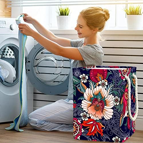 Estetski cvjetajući cvjetni veliki rublje rublje s jednostavnom ručkom za nošenje, vodootporna košarica za pranje rublja za kante za
