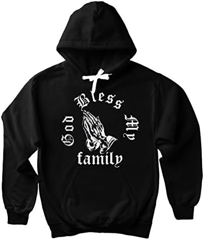 Muški bog blagoslovljena obitelj Familia cholo crni pulover kapuljača s bijelim žicama