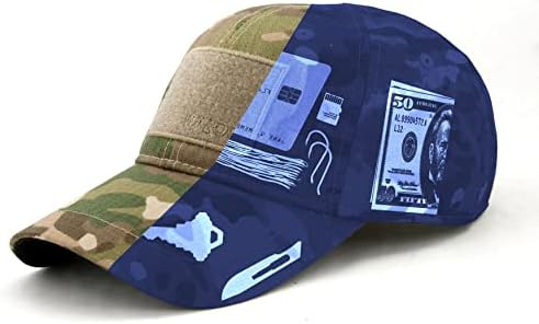 Maskirna kapa za putovanja | putna, taktička i ležerna kapa za nošenje / 6 skrivenih džepova za gotovinu, dokumente, ključeve i alate