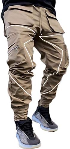 Adongnywell muškarci Elastic-Waist StretString hlače muškarci Multi džepovi kombinezoni labave ravne cijevi vanjske hlače za trčanje