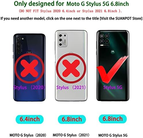 SUANPOT 【Zaključavanje RFID za Motorola Moto G Stylus 5G s torbicom-novčanikom, nositelj kreditne kartice, flip-knjige-folio od umjetne
