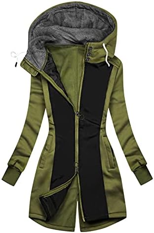 Ženski kaputa s kapuljačom Čvrsta boja duga jakna zima povremeni puni patentni zatvarač Topli kaput s džepovima Zdravstvena zaštita