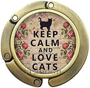 Budite mirni i volite mačke kuka za torbicu, poklon za ljubitelje mačaka, ukrasi za ljubitelje mačaka, ukrasi za mačke, kuka za torbu