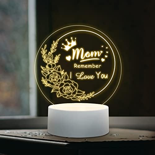 Pokloni za mamu od kćeri i sina, akrilno noćno svjetlo s UGRAVIRANJEM, Darovi za Majčin Rođendan, jedinstveno noćno svjetlo u obliku